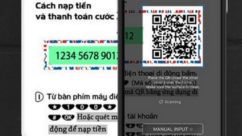 Nạp tiền điện thoại bằng mã qr