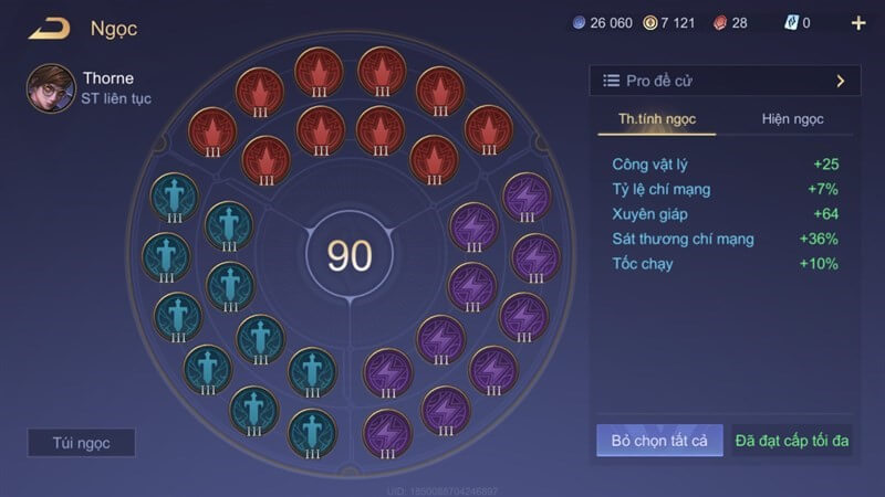 Cách lên bảng ngọc cho tướng