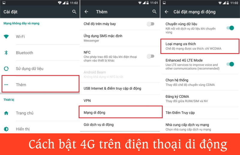 Cách bật 4G Mobifone trên điện thoại di động