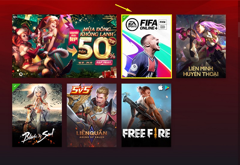 Chọn vào biểu tượng FIFA Online 4