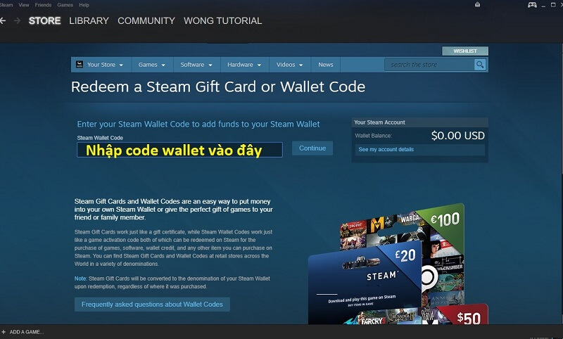 Hướng dẫn bạn cách nạp thẻ vào tài khoản Steam Wallet