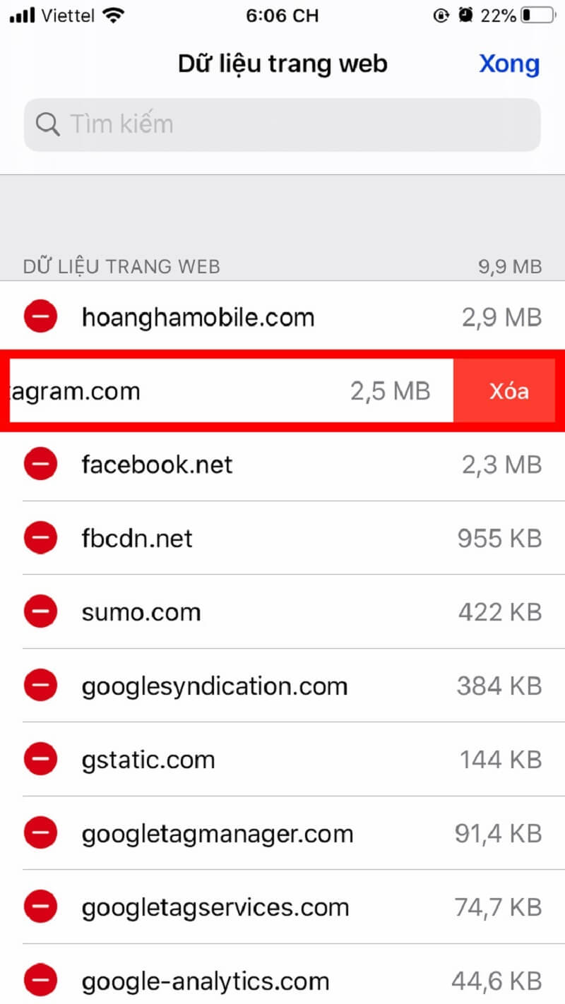 Xóa những trình duyệt cụ thể
