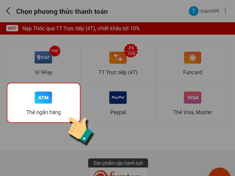Lựa chọn phương thức thanh toán