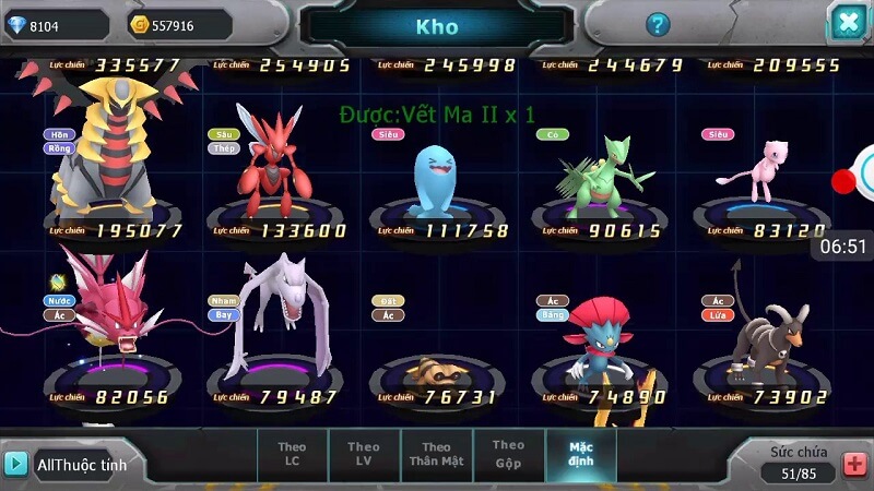 Hướng dẫn cách tăng lực chiến cho pokemon trong game poke đại chiến