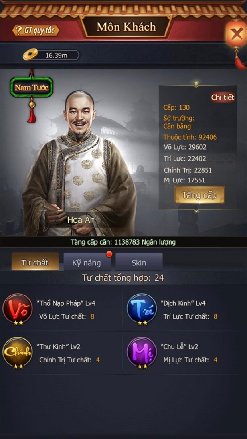 Người chơi sẽ sở hữu nhiều môn khách khác nhau