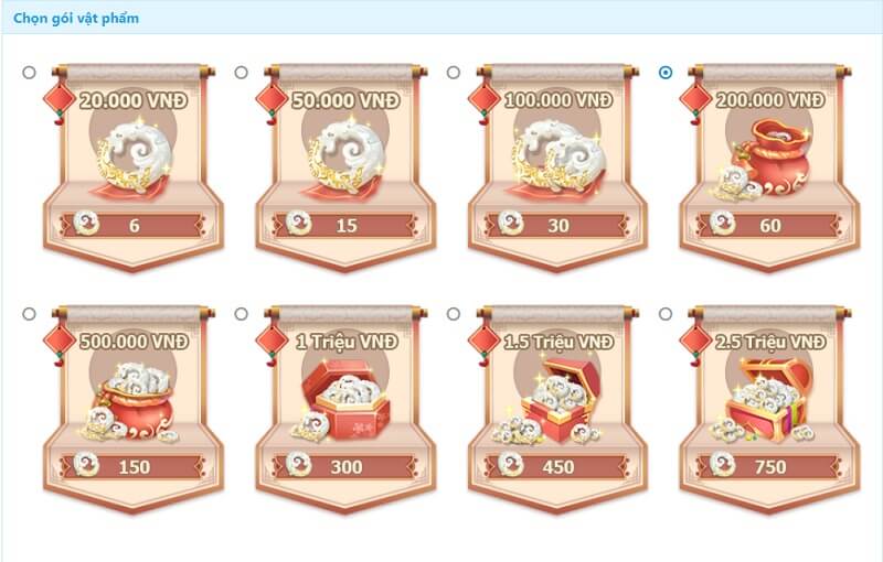 Nạp thẻ Mộng Hoàng Cung trên website chính thức của game