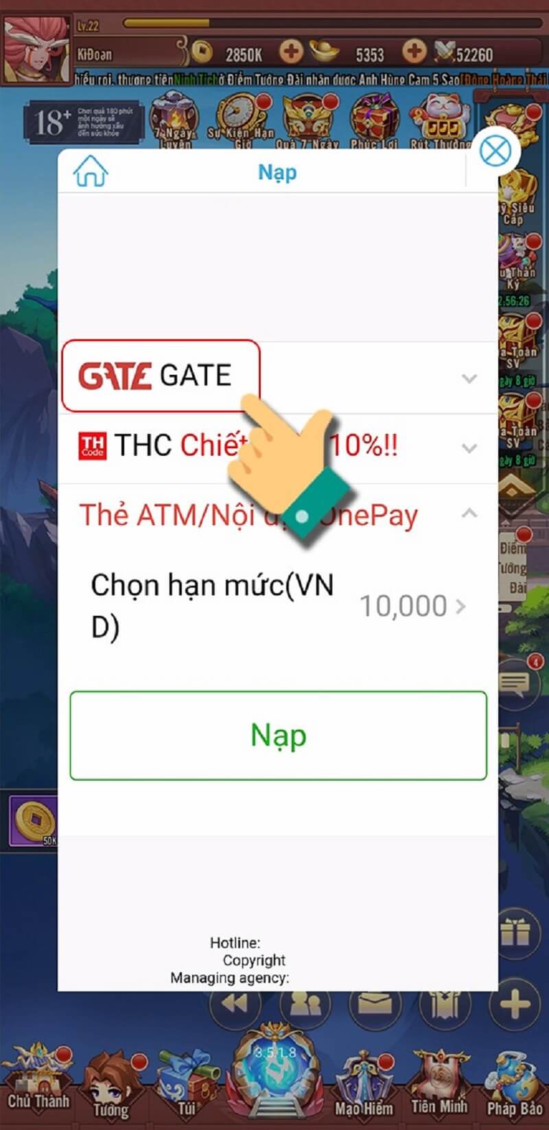 Nạp thẻ Luyện Yêu Ký qua thẻ game