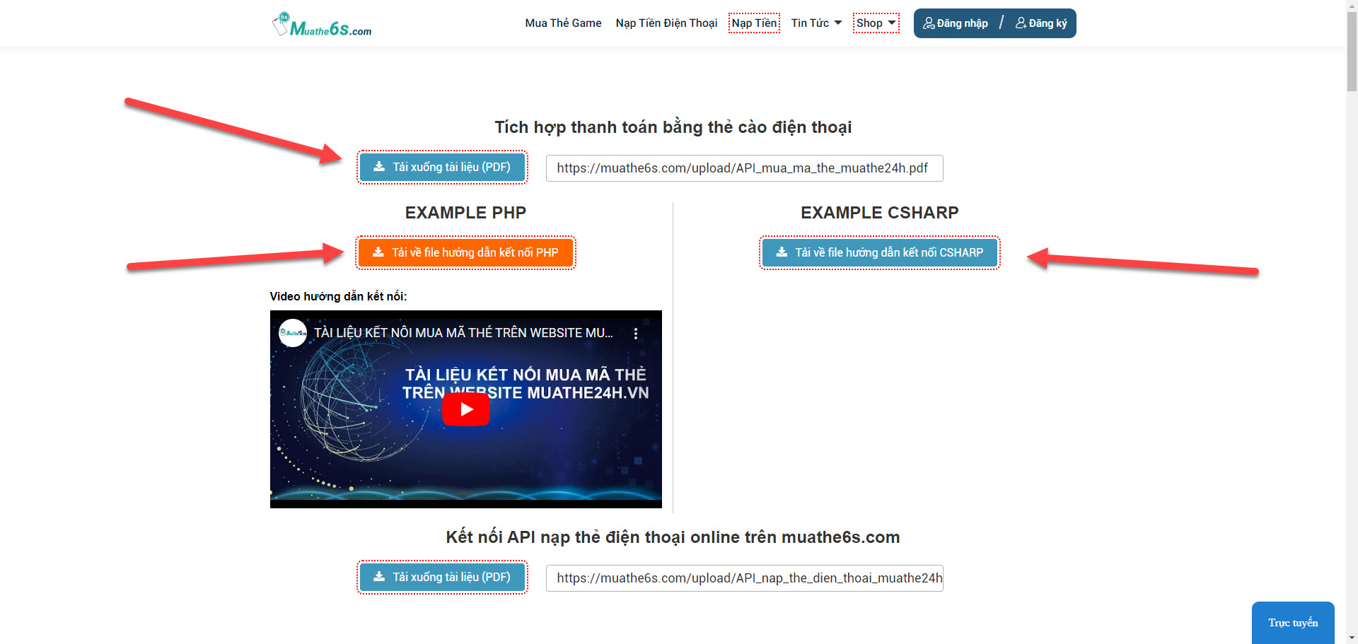 Hướng dẫn tích hợp API để mua thẻ trên muathe6s.com