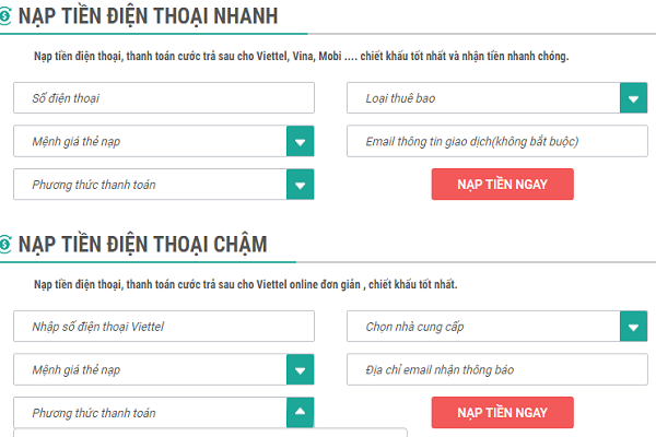 nạp tiền điện thoại viettel qua vietinbank