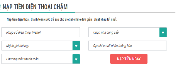 nạp tiền viettel qua tài khoản ngân hàng
