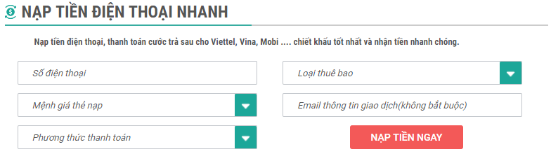 nạp tiền cho USB 3G của Vinaphone