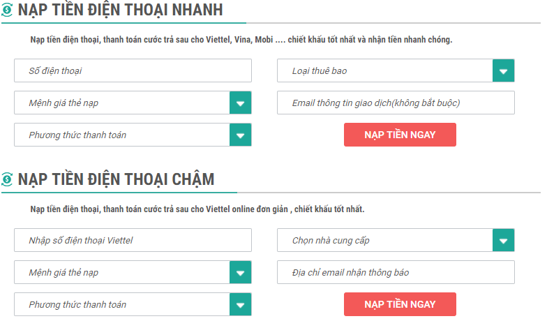 nạp tiền điện thoại qua tài khoản ATM