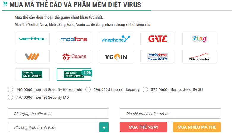 bán mã key Kaspersky Internet Security 2016