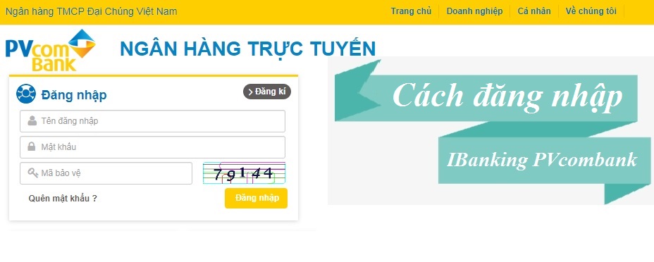 Internet Banking PVcombank đăng nhập