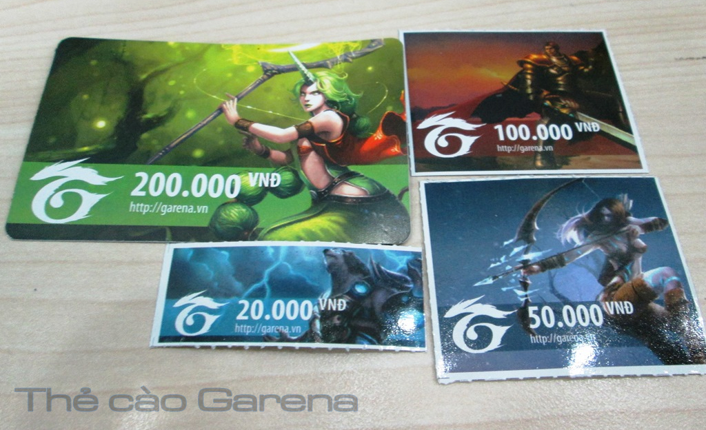 Các mệnh giá thẻ Garena hiện nay
