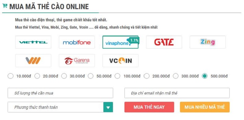 Thu ngay bí quyết mua thẻ với cách mua thẻ điện thoại từ muathe6s.com