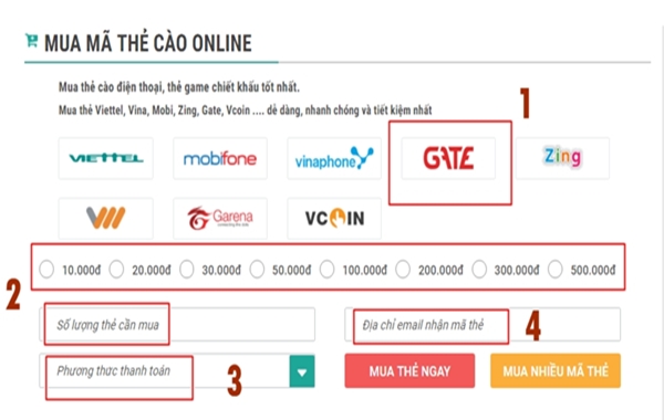 mua thẻ gate bằng sms điện thoại