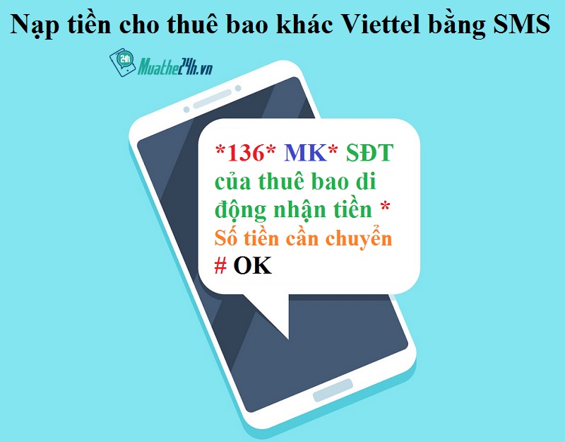 Hướng dẫn nạp tiền cho thuê bao khác bằng SMS
