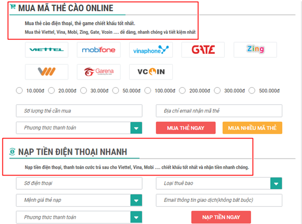 Nạp thẻ cào điện thoại VPBank 