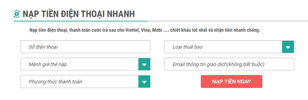 nạp tiền điện thoại Mobifone đơn giản