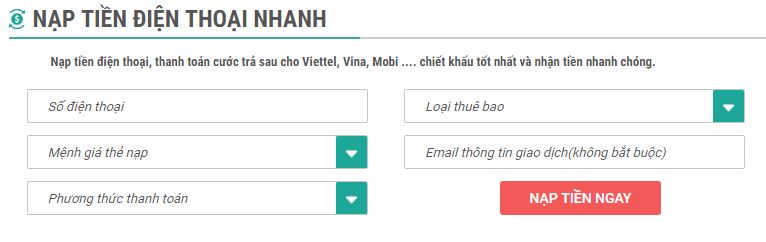 Nạp tiền điện thoại online ACB